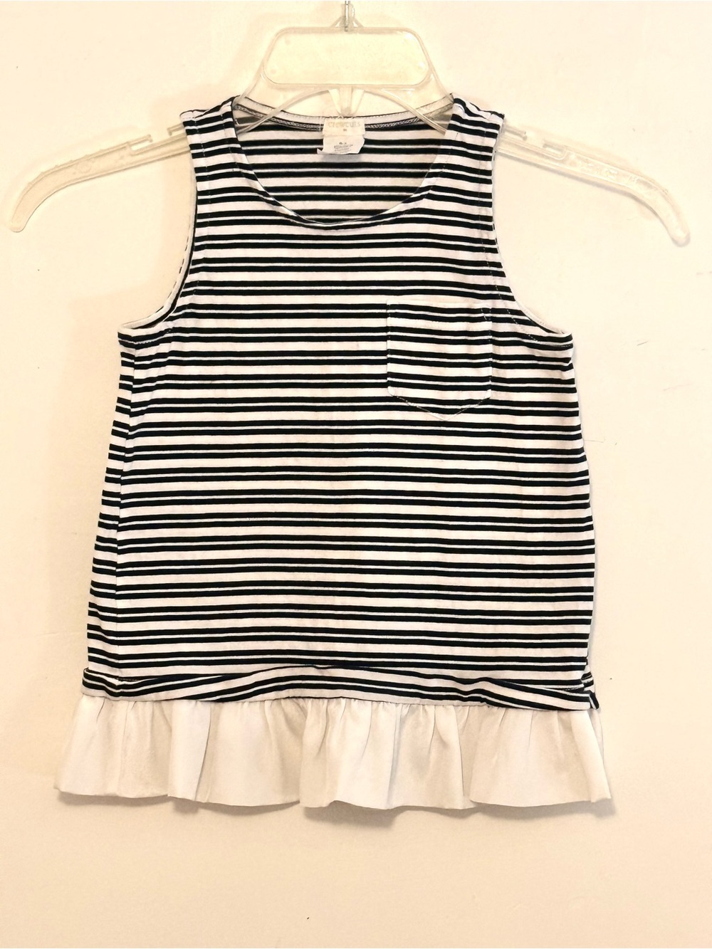 Crewcuts Navy & White Striped Tank with Ruffle Hem